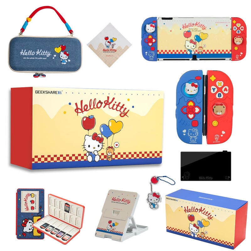 Kuitmor Switch Accessories Bundle for Switch OLED:Carrying Case,Protective Case,Game Card Case,Screen Protector,Playstand,Thumb Grip Caps and More(11 in 1) - Image 1